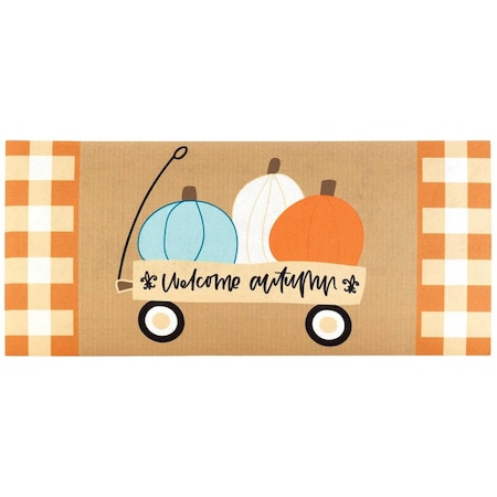 Perfectpillows 9.75 x 21.875 in. Welcome Autumn Wagon Insert Doormat PE3467307